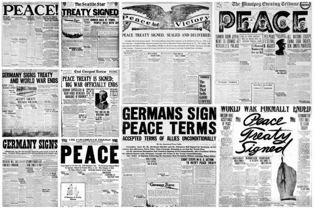 Germany signed a truce ending the Great War(Treaty of Versailles)