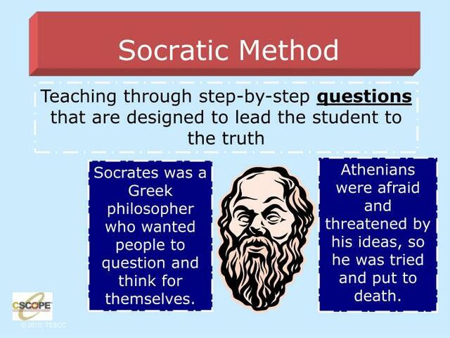 Socratic method (More info: https://lifelessons.co/critical-thinking/socratic-method/)