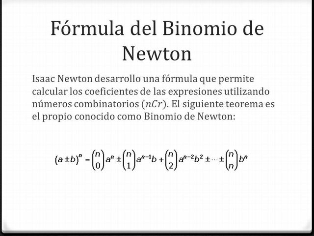 Teorema del Binomio (Issac Newton)