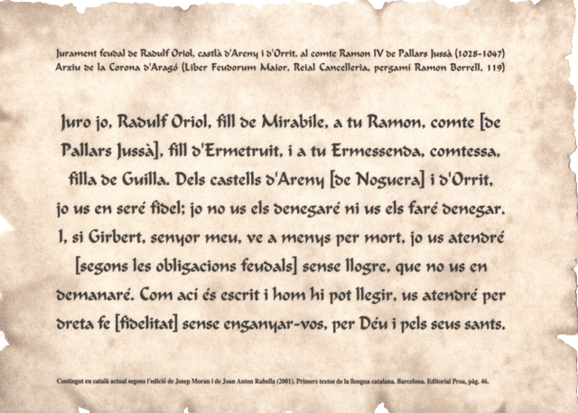 Les Homilies d’Organyà: textos trobats més antics escrits en llengua catalana, aproximadament