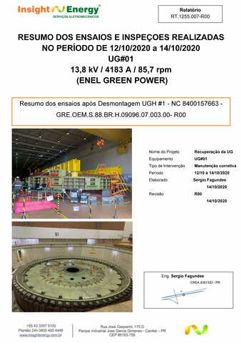 RT.1255.s/n - Resumo dos ensaios após desmontagem UGH#1 - NC 8400157663