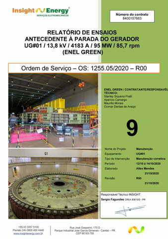 RT.1255.009-R00- Ensaios e medições do  gerador UG01 desmontado