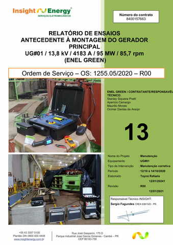 RT.1255.013-R00- Ensaios elétricos antecedentes à montagem do UG01