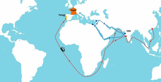 Départ de Christophe Colomb pour découvrir une nouvelle route des Indes.