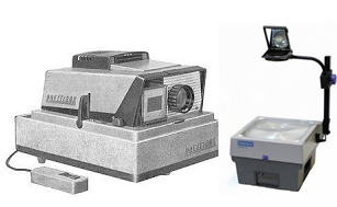 Projetor de slides e retroprojetor- popularização/1950-70-80