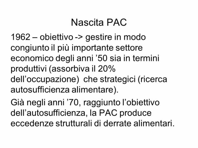 Istituzione della PAC