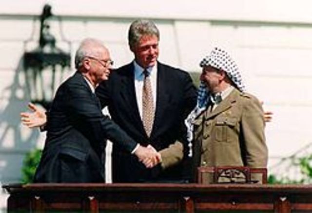 Yasser Arafat and Yitzhak Rabin shook hands in Washington D.C
