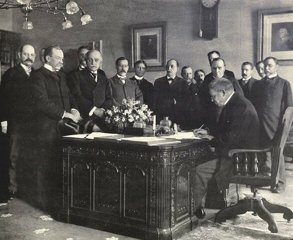 Paz de París: derrota española (pérdida de Cuba, Filipinas y Puerto Rico)