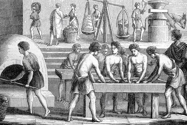 En Italia, cuando empezo a emplearse la levadura de cerveza en forma de espuma, que introducía en la elaboración del pan procedimientos industriales.