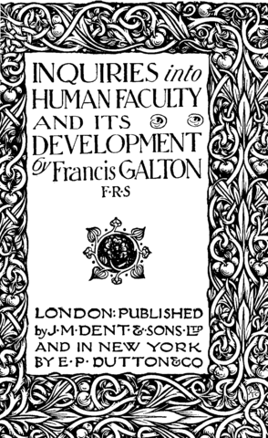 Francis Galton publica: Inquiries into Human Faculty and its Development.
