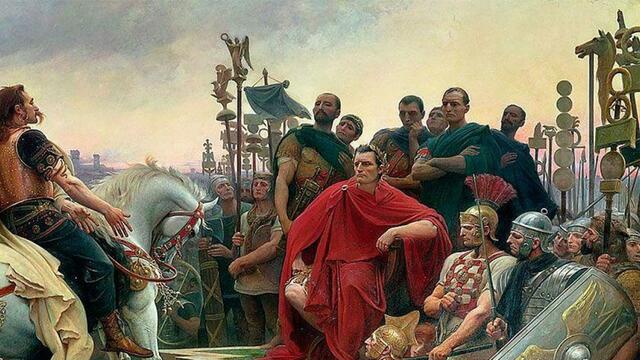 César derrota a Pompeyo en la Batalla de Farsalia.