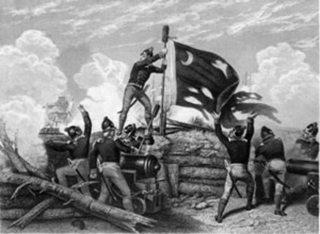 Patriots decisively defeat the British Navy at Fort Moultrie, South Carolina