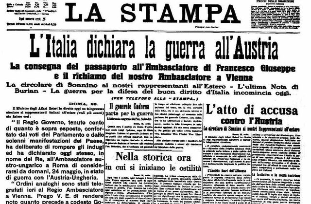 L'Italia dichiara guerra all'impero Austro-Ungarico