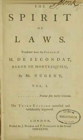Publication of The Spirit of Laws