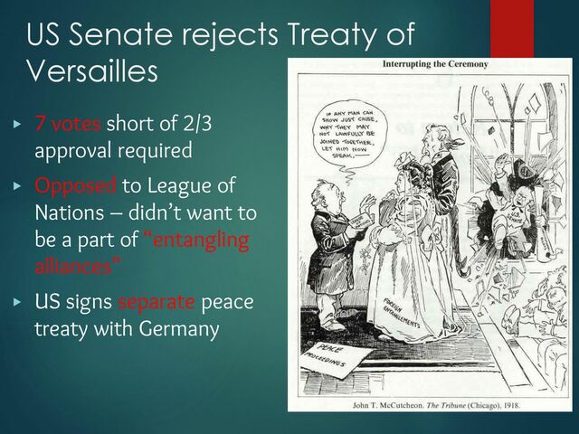 US Senate rejects Treaty of Versailles