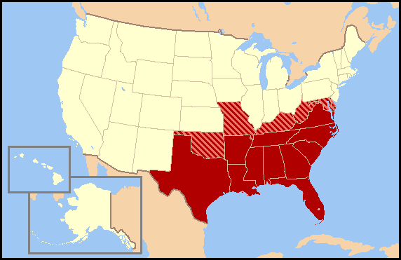 The southern states separate from the Union