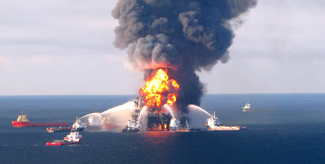 The explosion of the Deepwater Horizon in the Gulf of Mexico, leading to the worst oil disaster in the history of the United States