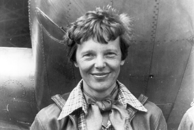 Amelia Earhart flies over the Atlantic Ocean
