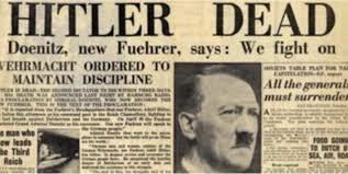 Hitler se suicida en el búnker de la Cancillería del Reich en Berlín.