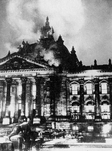 The Reichstag building burns