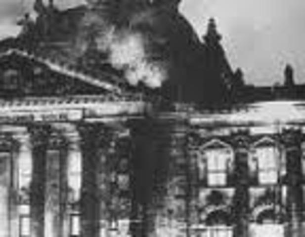 The Reichstag building burns