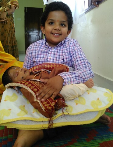 First time when I hold my cousin.