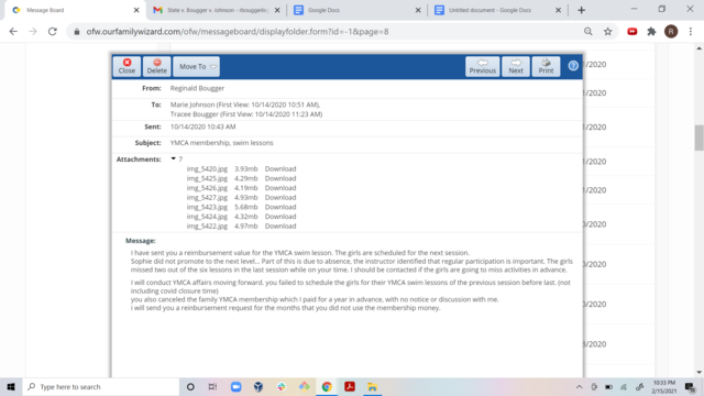 Reggie>Maire OFW -Swim Lessons, Sophie failing due to attendance