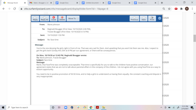 Marie facetime issue, stating to the girls that she will have them back early.