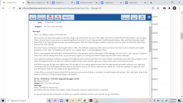 Marie unilaterally selects psychiatrist without knowledge or consent of Reggie