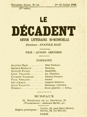 Fondazione della rivista "Le Décadent"