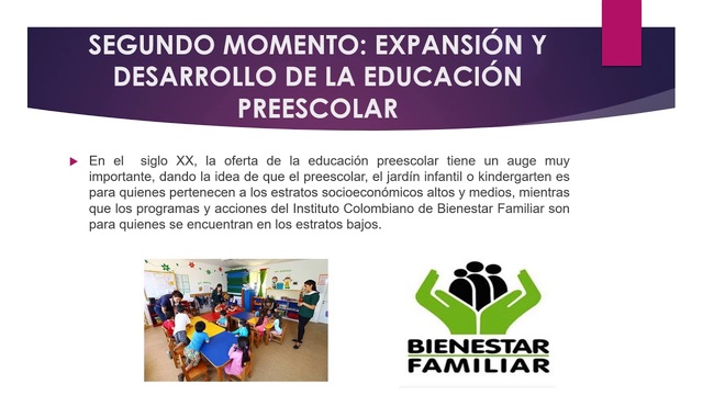 Segundo momento: expansión y desarrollo de la educación preescolar