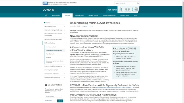 CDC tells us about the mRNA in COVID-19 vaccines