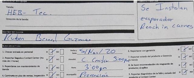 Instalación de evaporador