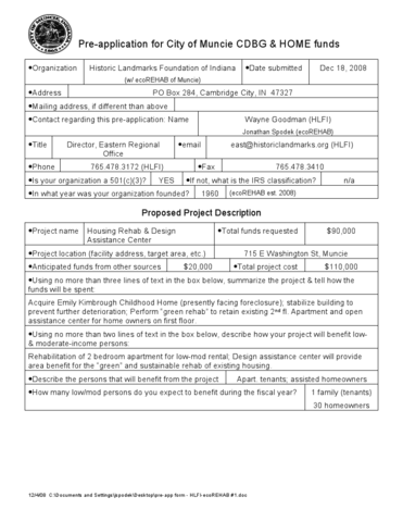 Pre-Application Disbursion