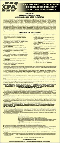 Inscripción de Colegio de Contadores Públicos y Auditores ante Asamblea de Colegios Profesionales.