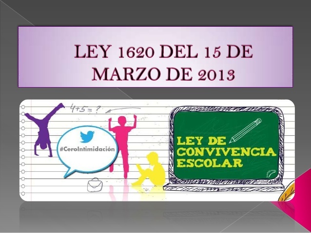 LEY 1620 DE MARZO. Ley de convivencia escolar