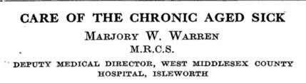 Care of the chronic aged sick  de Marjory Warren