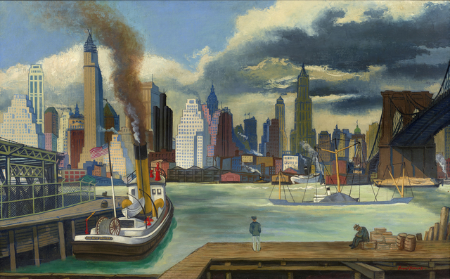 "Waterfront, Lower Manhattan". de Ernest Fiene.