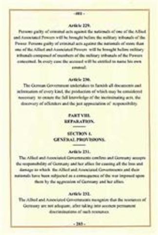 Germany Surrenders: Treaty of Versailles