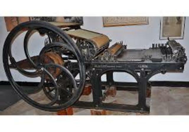 Invención de la máquina impresión tiprográfica cilindrica plana