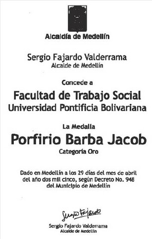 Medalla Porfirio Barba Jacob es otorgada a la UPB