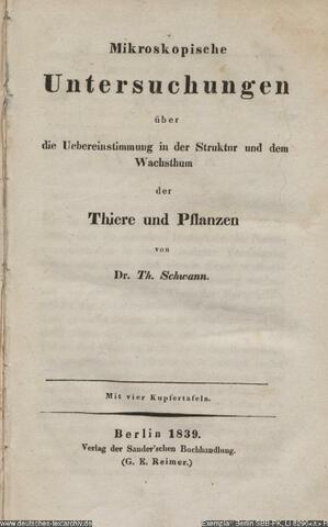 Schwann promulga la teoría celular