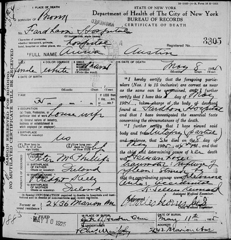 Death of Anna T. McPhillips