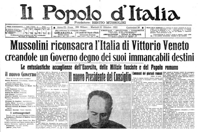 INSTALACION DEL GOBIERNO DE MUSSOLINI (1922)