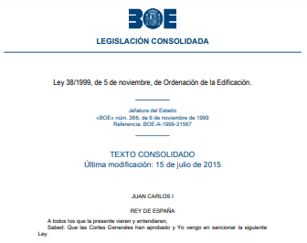 Ley 38/1999 Ordenación de la Edificación (LOE)
