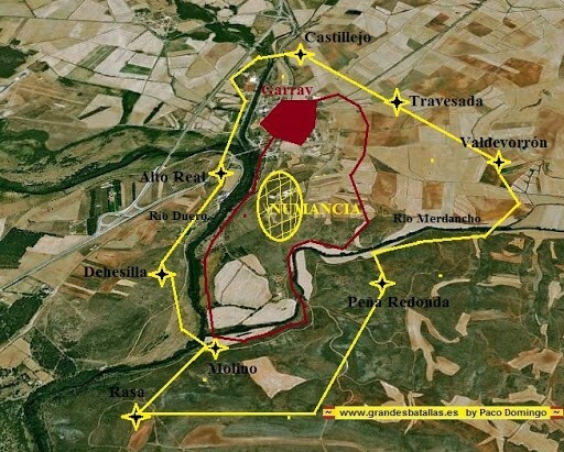 Despliegue de campamentos alrededor de Numancia.