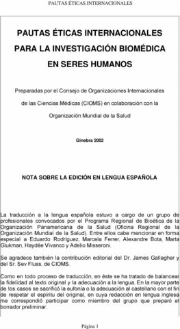 Revisión de las normas CIOMS Y OMS