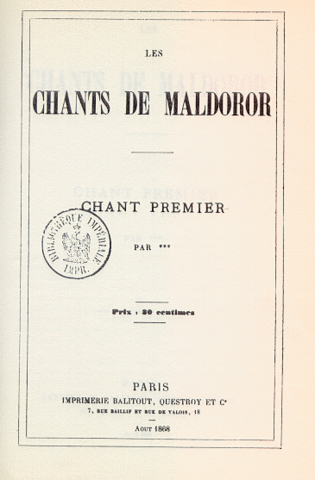 Los cantos de Maldoror. Isidore Ducasse. (Conde de Lautréamont).