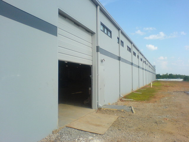 Exterior loading bay doors installed