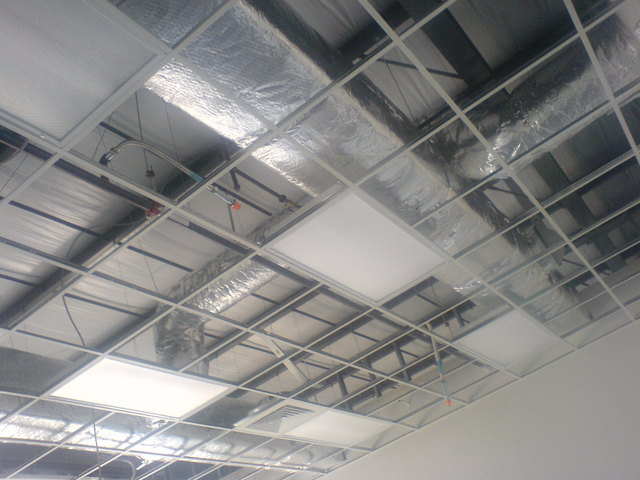 Drop ceiling framework installed